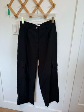 H&M Black Wide-Leg Cargo Trousers